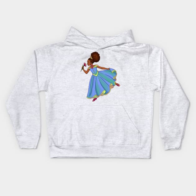 Black Princess Girl Design Kids Hoodie by kiraJ